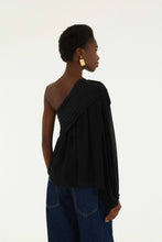 Load image into Gallery viewer, Black Rose One Shoulder Top
