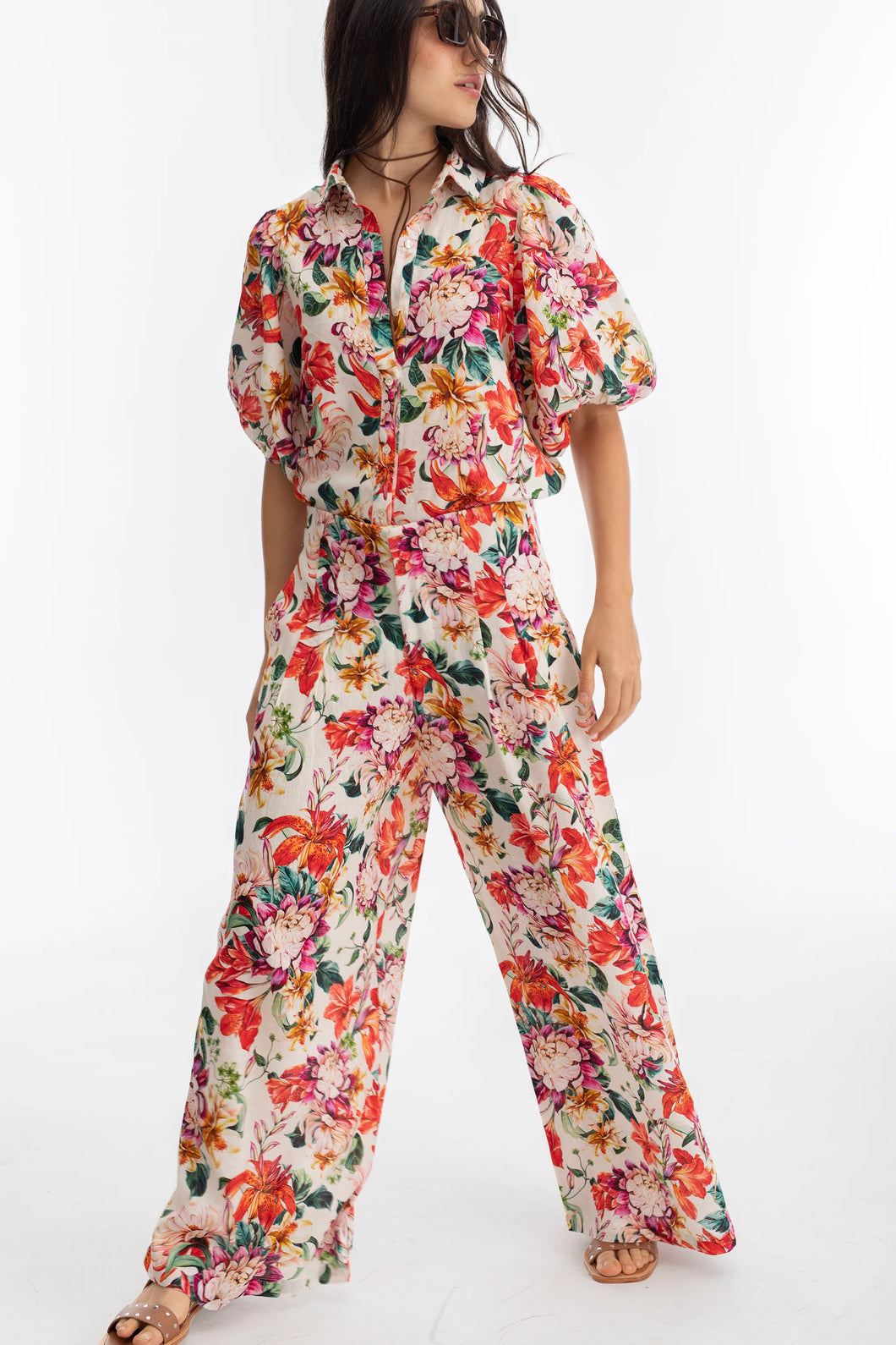 Culotte Print Linen Pant