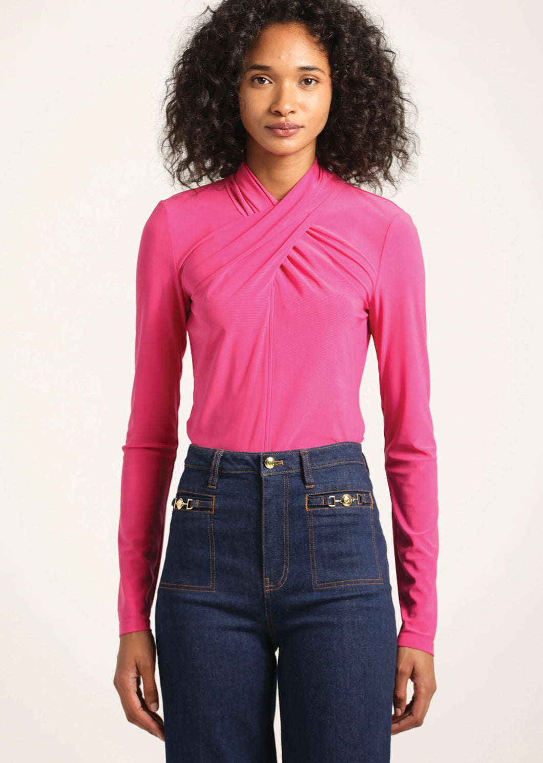 Krini Wrap Long Sleeve Neck Top