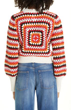 Load image into Gallery viewer, Striped Blouson Sleeve Crochet Sweater
